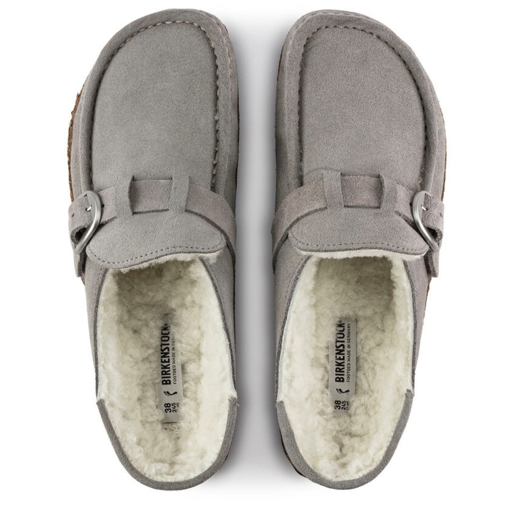 Never warn Birkenstock Shearling suede clogs.